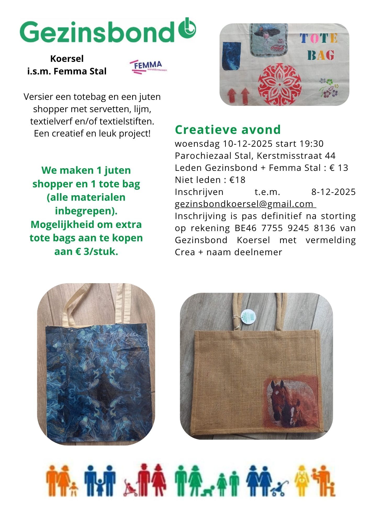 Creatieve avond totebag versieren
