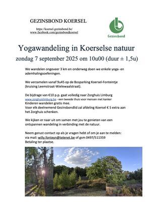 Yogawandeling in Koerselse natuur