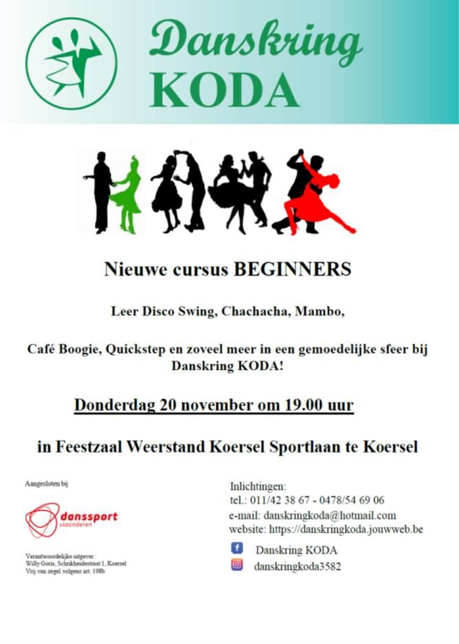 Start Nieuwe reeks Danslessen voor beginners