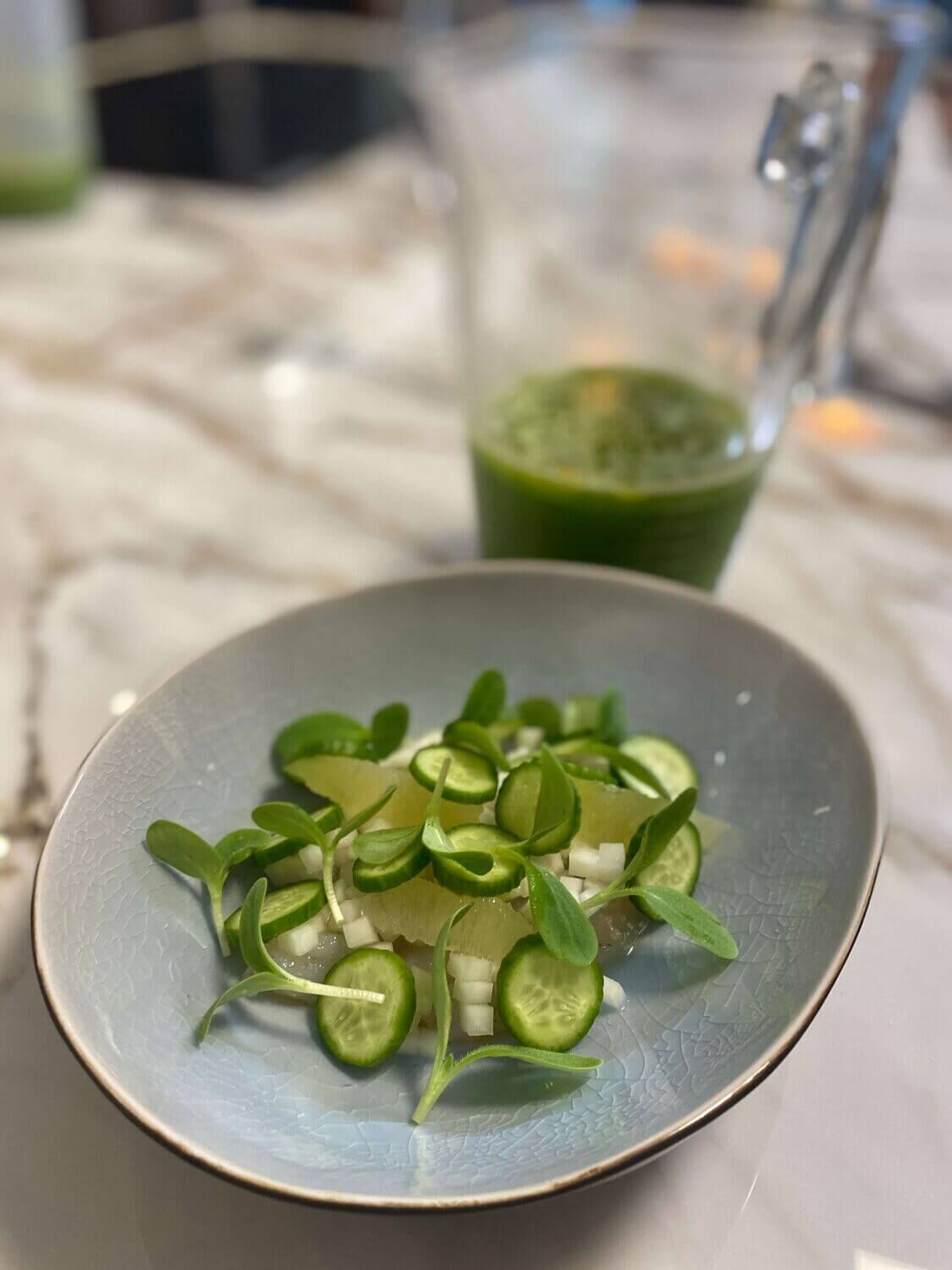 Rauwe langoustine - citrus - komkommer - koolrabi - Jalapeño