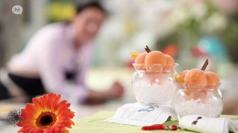 Sorbet van sinaasappel en wortel