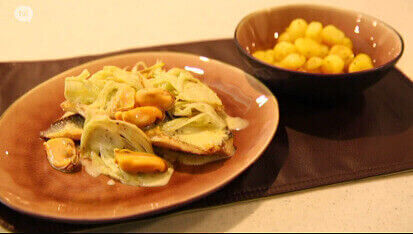 Zeebaarsfilet met Zeeuwse mosseltjes, zeekraal en venkel